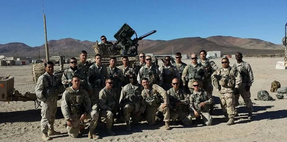 Military group in a desert setting